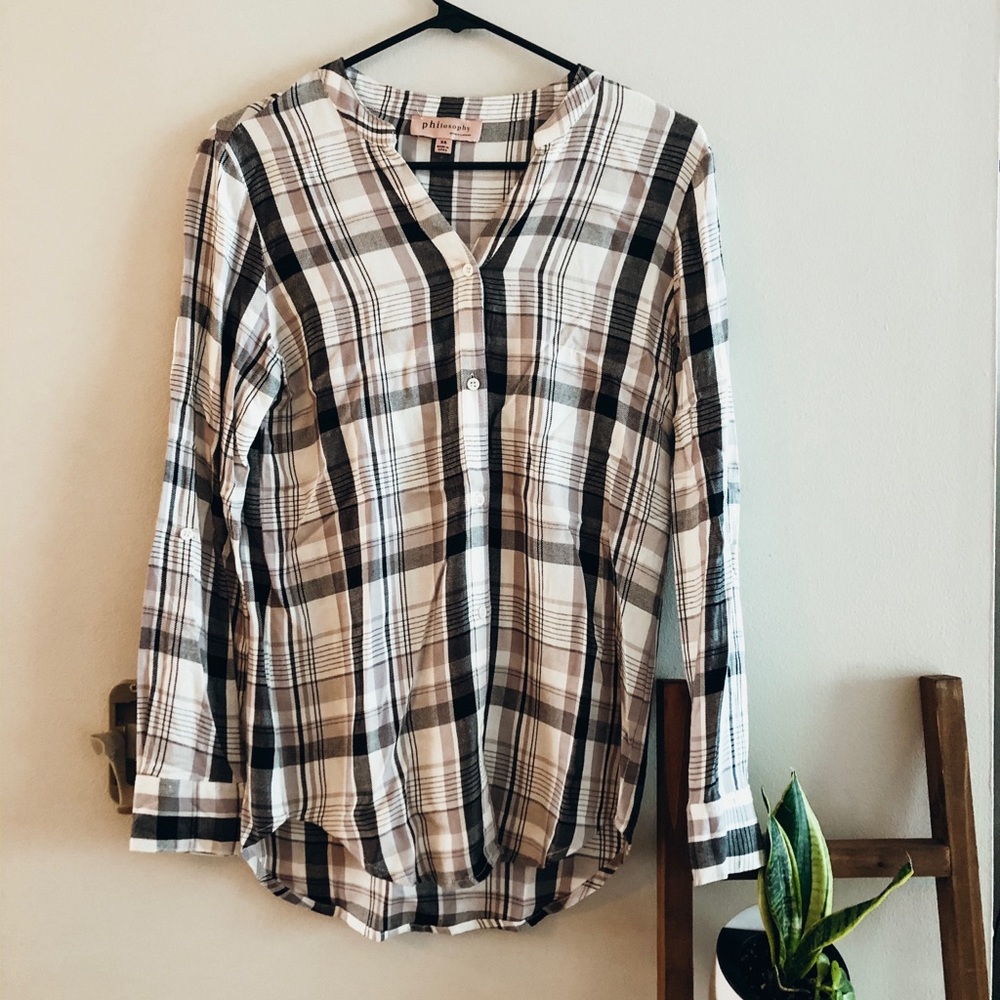 Black and White Lightweight Flannel Sz XS